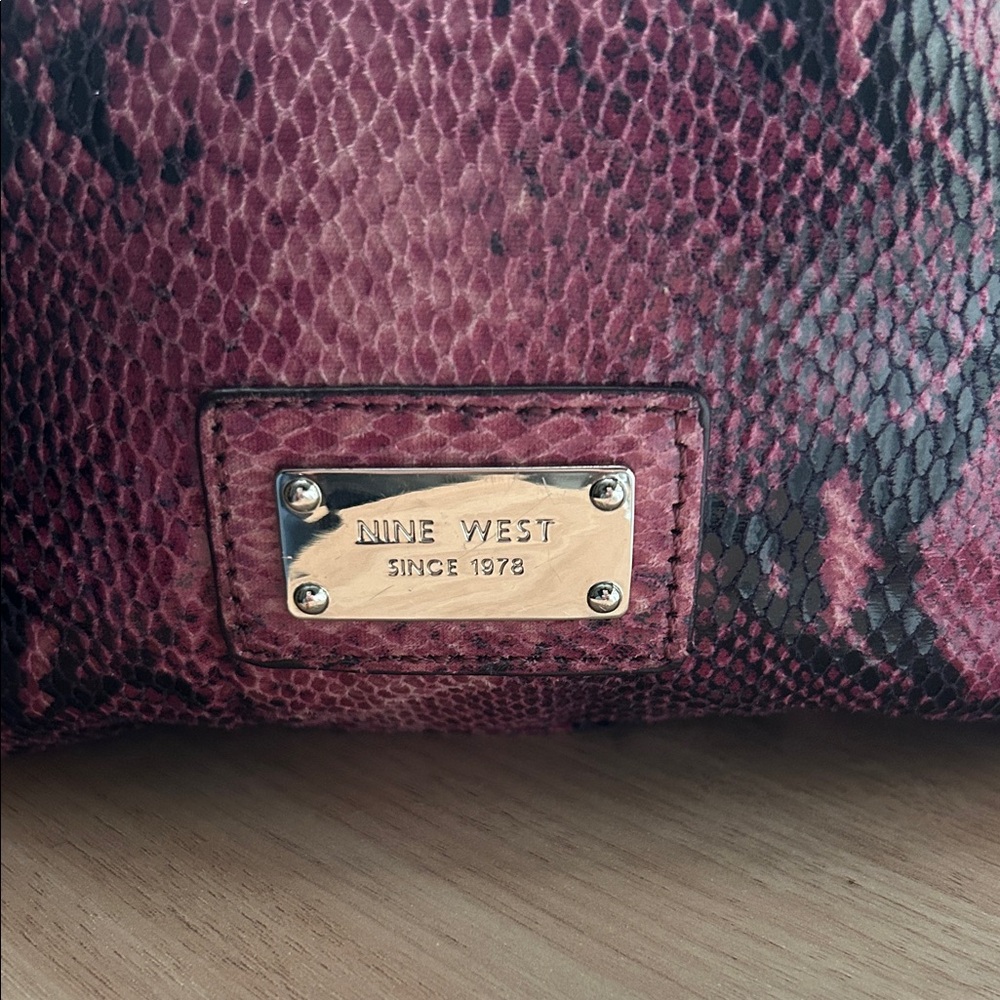 Nine West Pink Snake-Print Tote with Cutout Handle - Picture 2 of 4